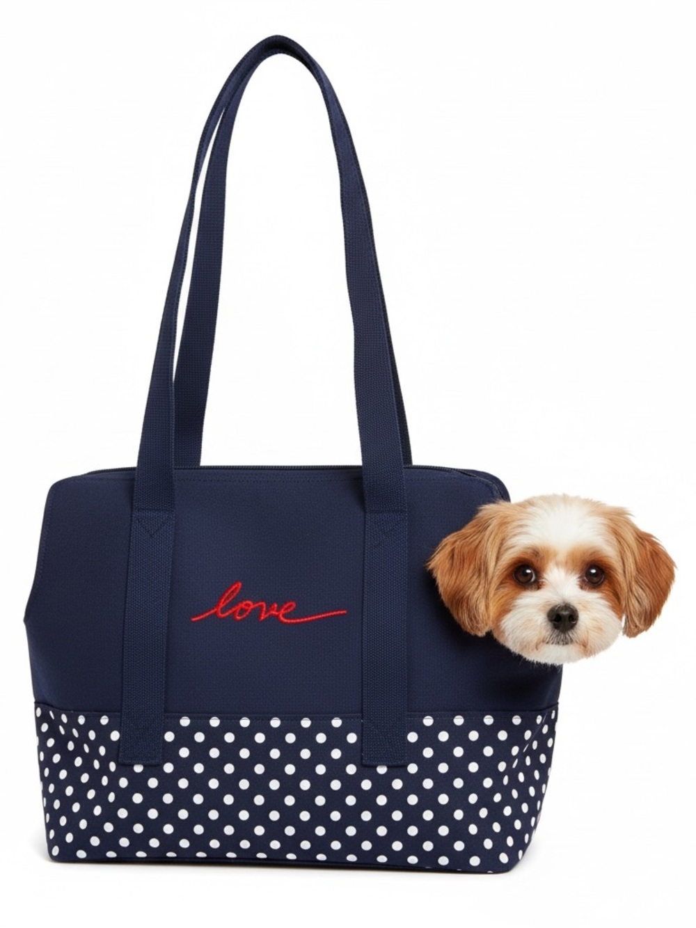 ED by Ellen Degeneres Love Embroidered Navy Canvas Pet Carrier